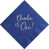 First Birthday Custom Napkin, Silver Foil