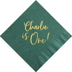 First Birthday Custom Napkin, Gold Foil