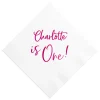 First Birthday Custom Napkin, Fuchsia Foil