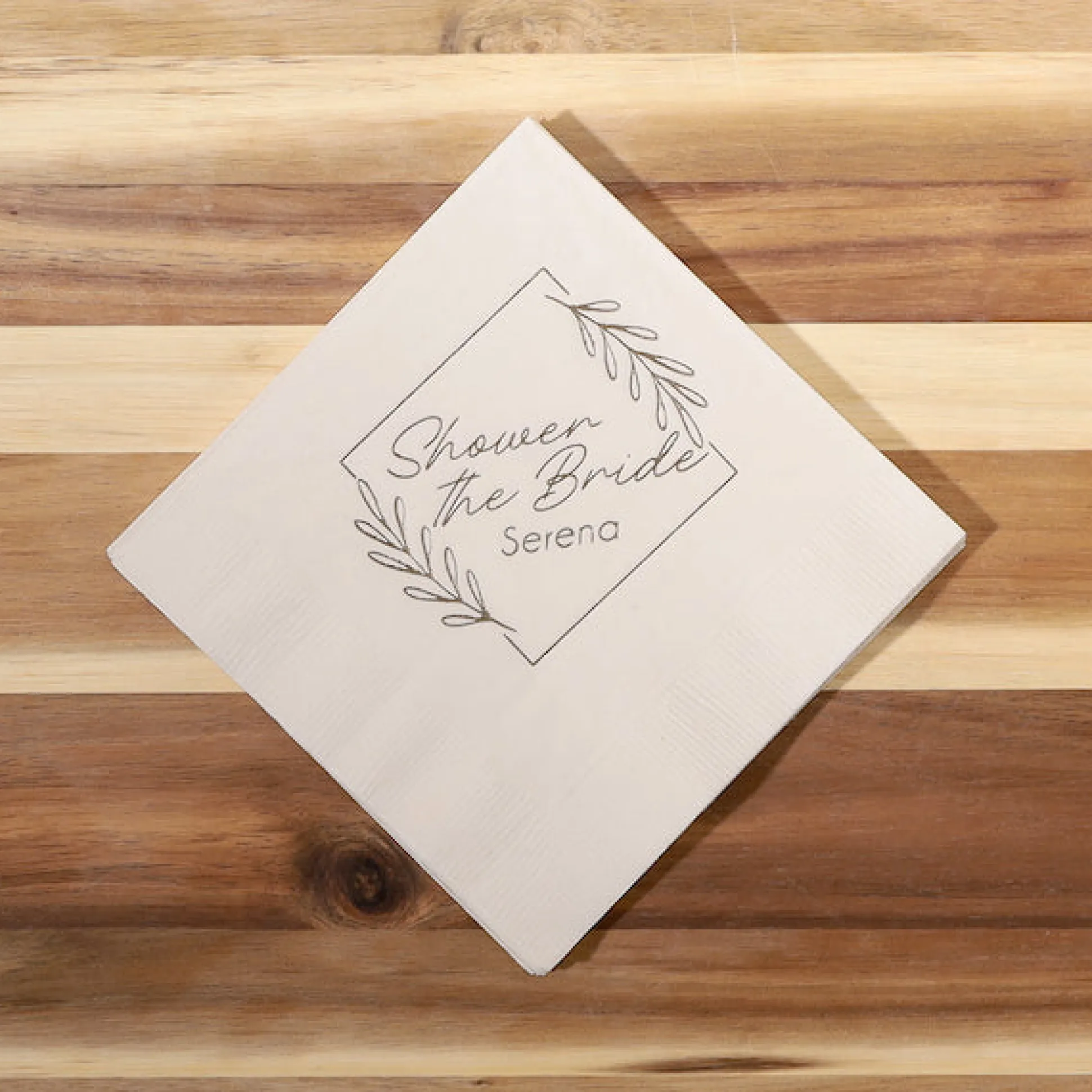 Floral Border Custom Napkin, Gold Foil