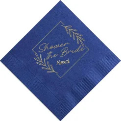 Floral Border Custom Napkin, Gold Foil