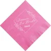 Floral Border Custom Napkin, White Foil