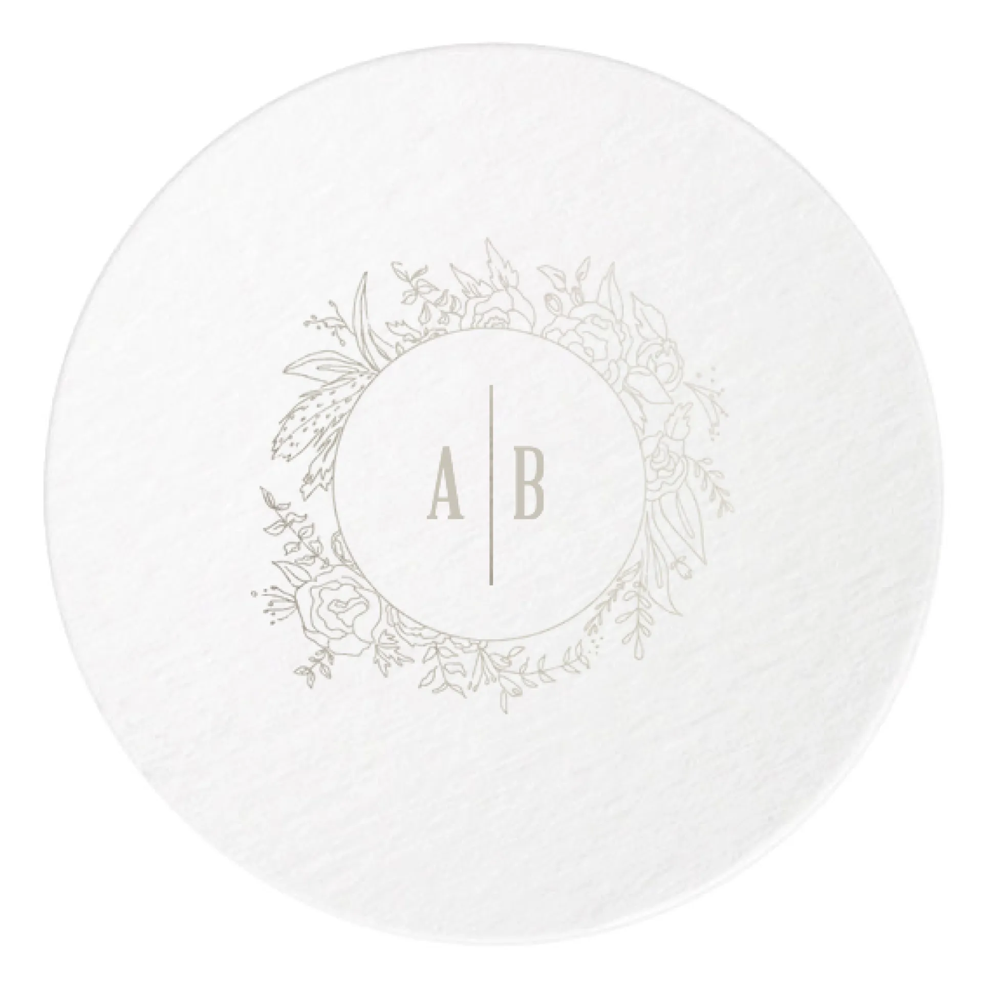 Floral Border Initials Coasters, Silver Foil