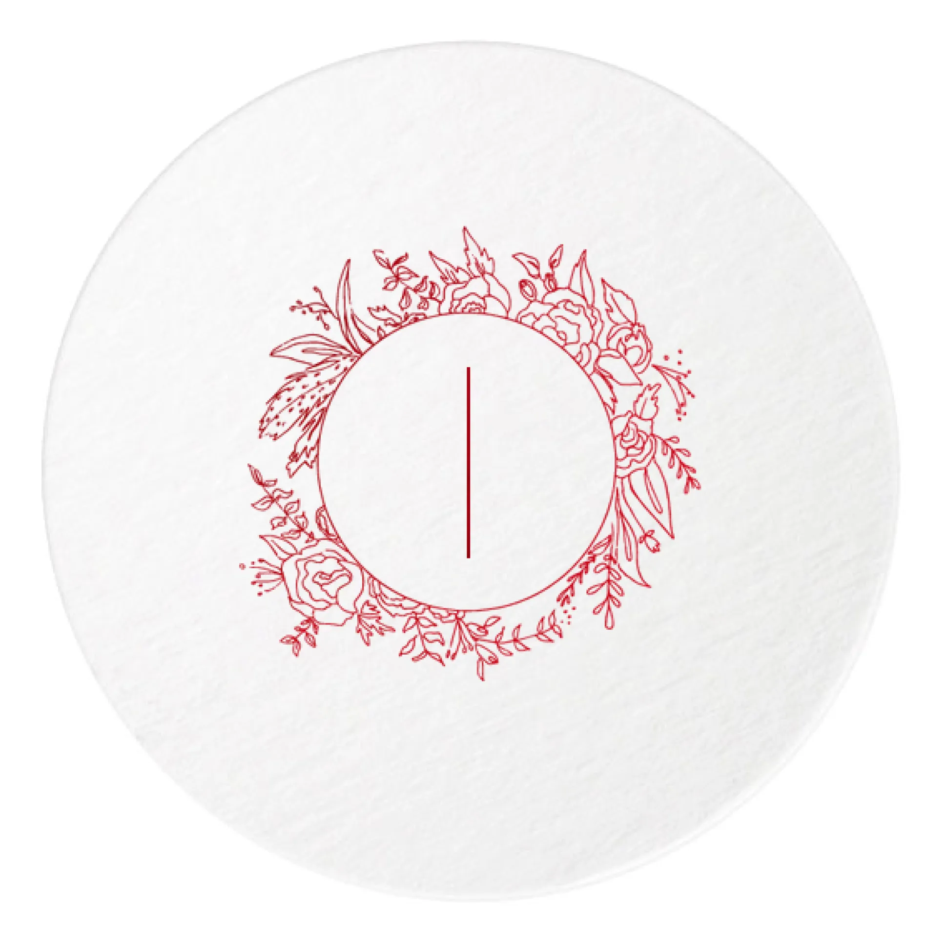Floral Border Initials Coasters, Red Foil