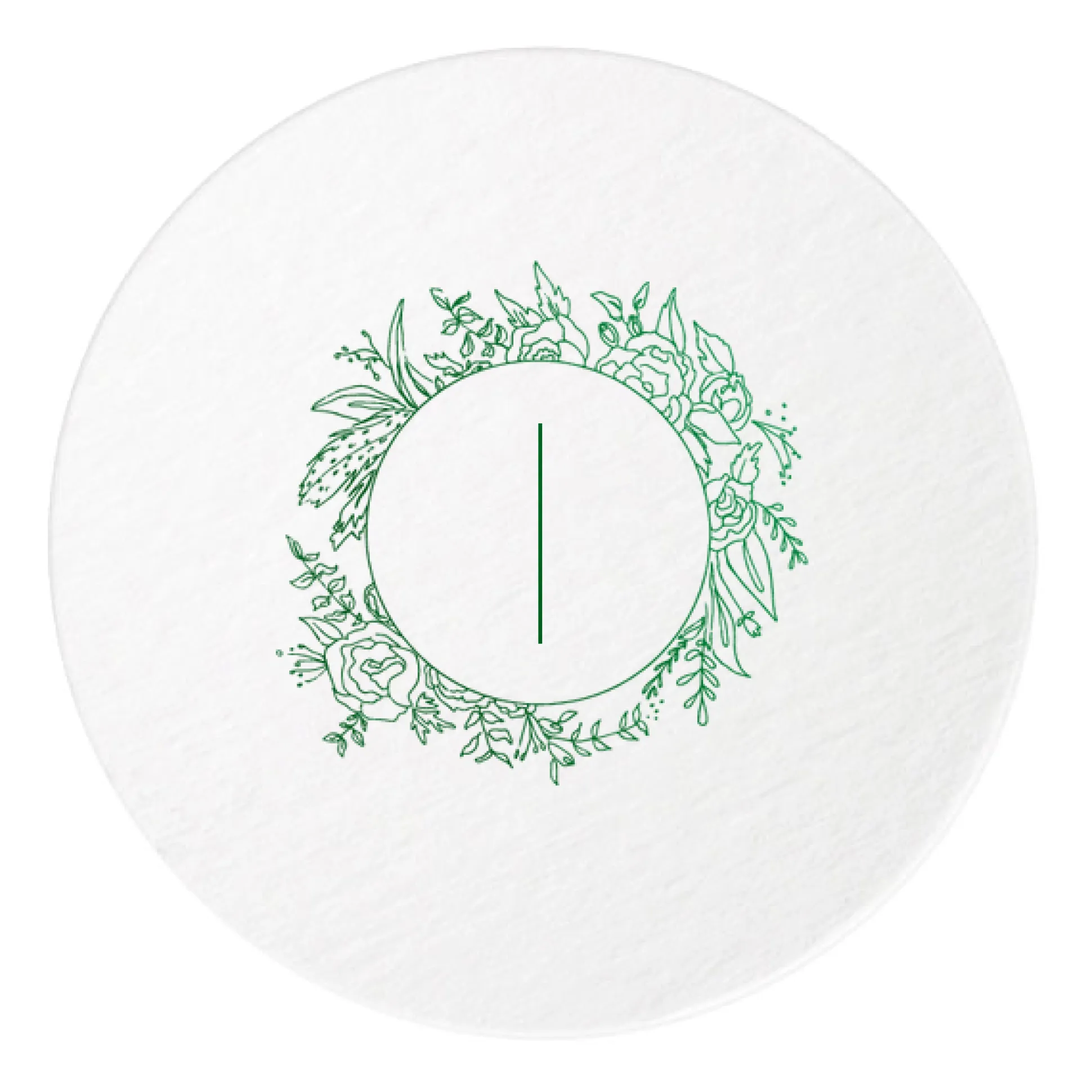Floral Border Initials Coasters, Green Foil