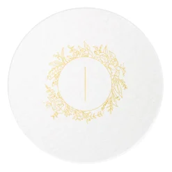 Floral Border Initials Coasters, Gold Foil