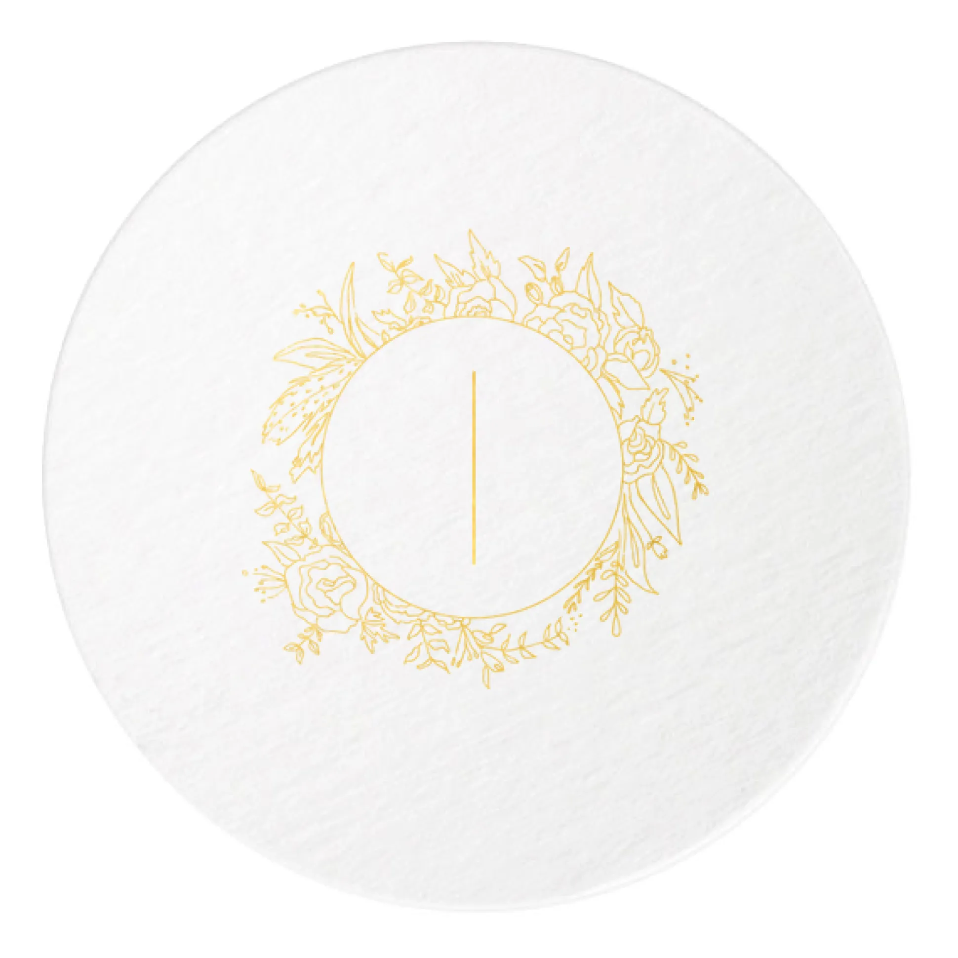 Floral Border Initials Coasters, Gold Foil