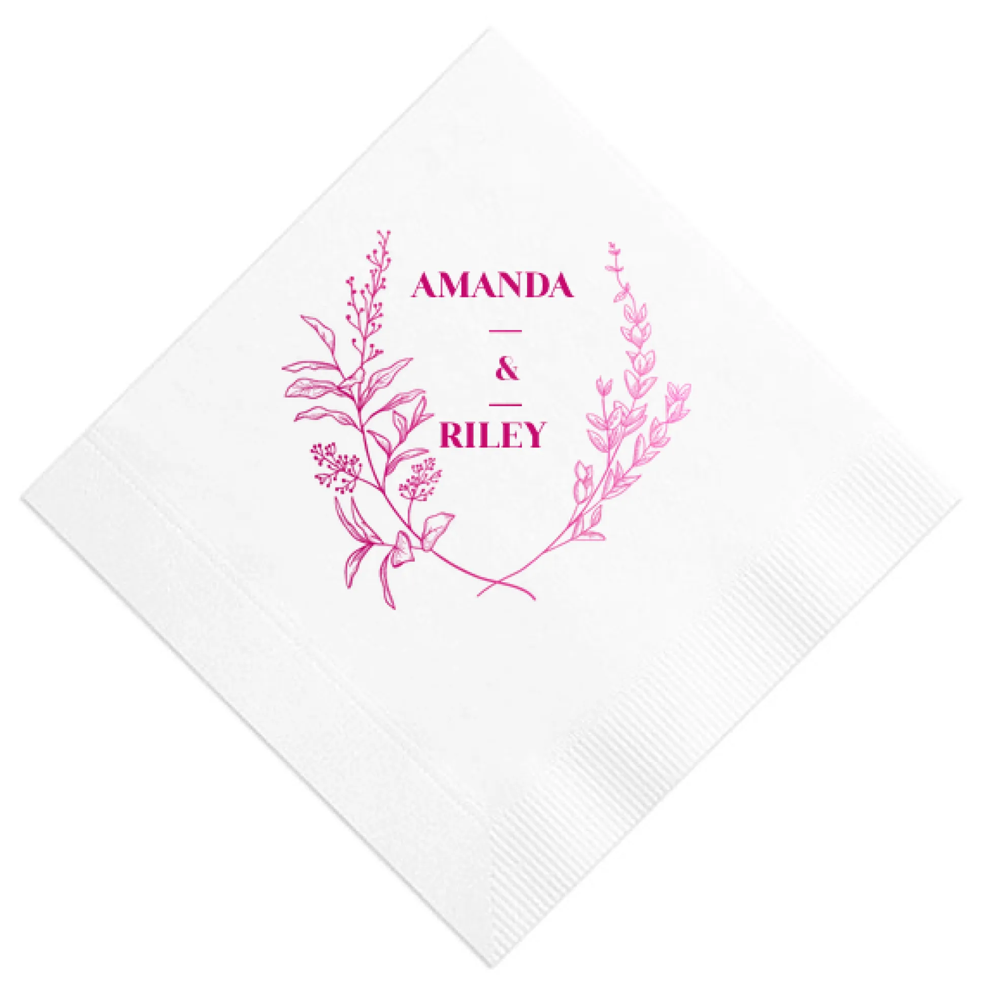 Floral Names Custom Cocktail Napkin, Fuchsia Foil
