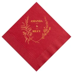 Floral Names Custom Cocktail Napkin, Gold Foil