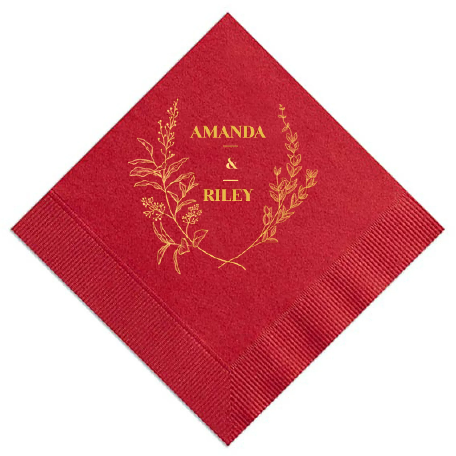 Floral Names Custom Cocktail Napkin, Gold Foil