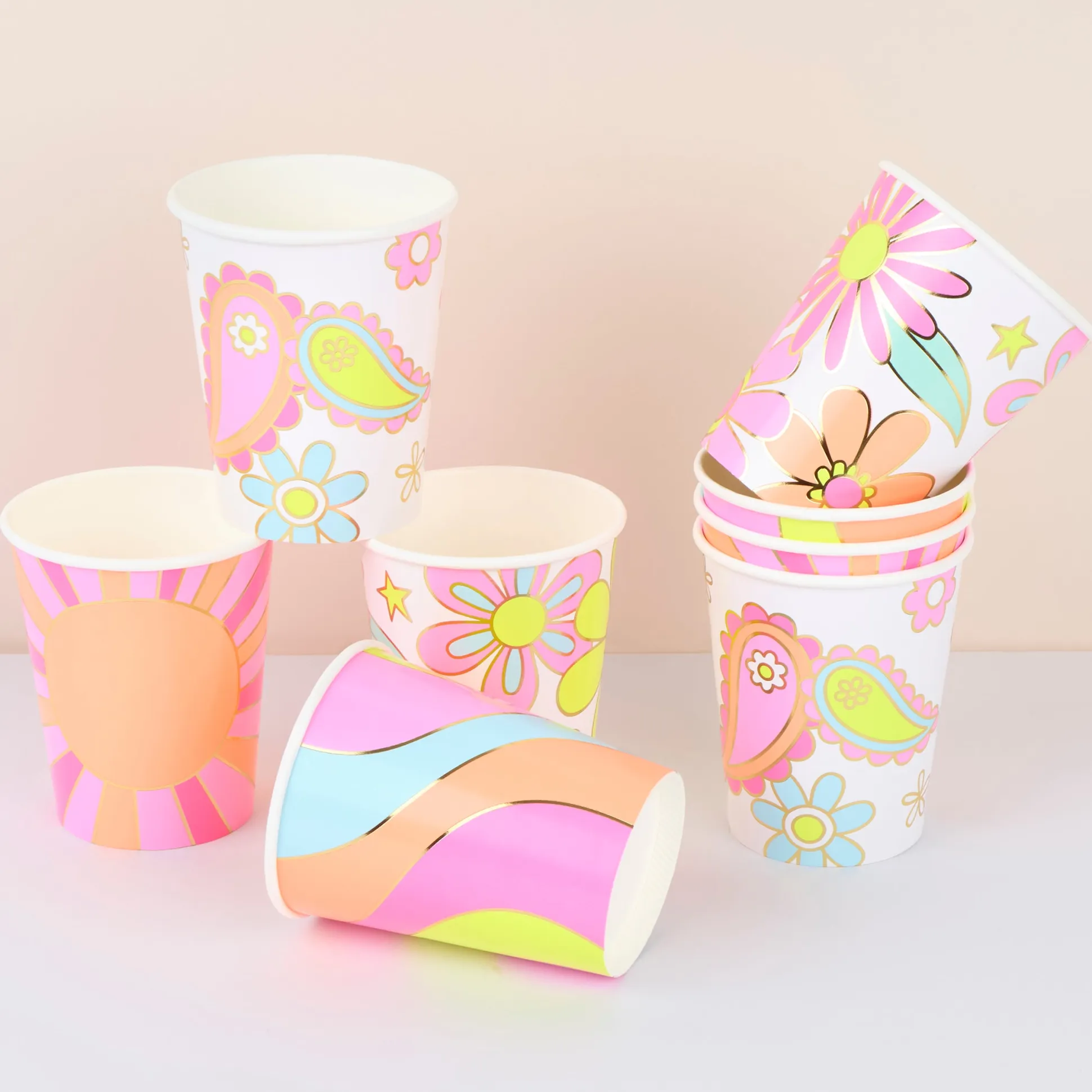 Flower Power Cups (x 8)
