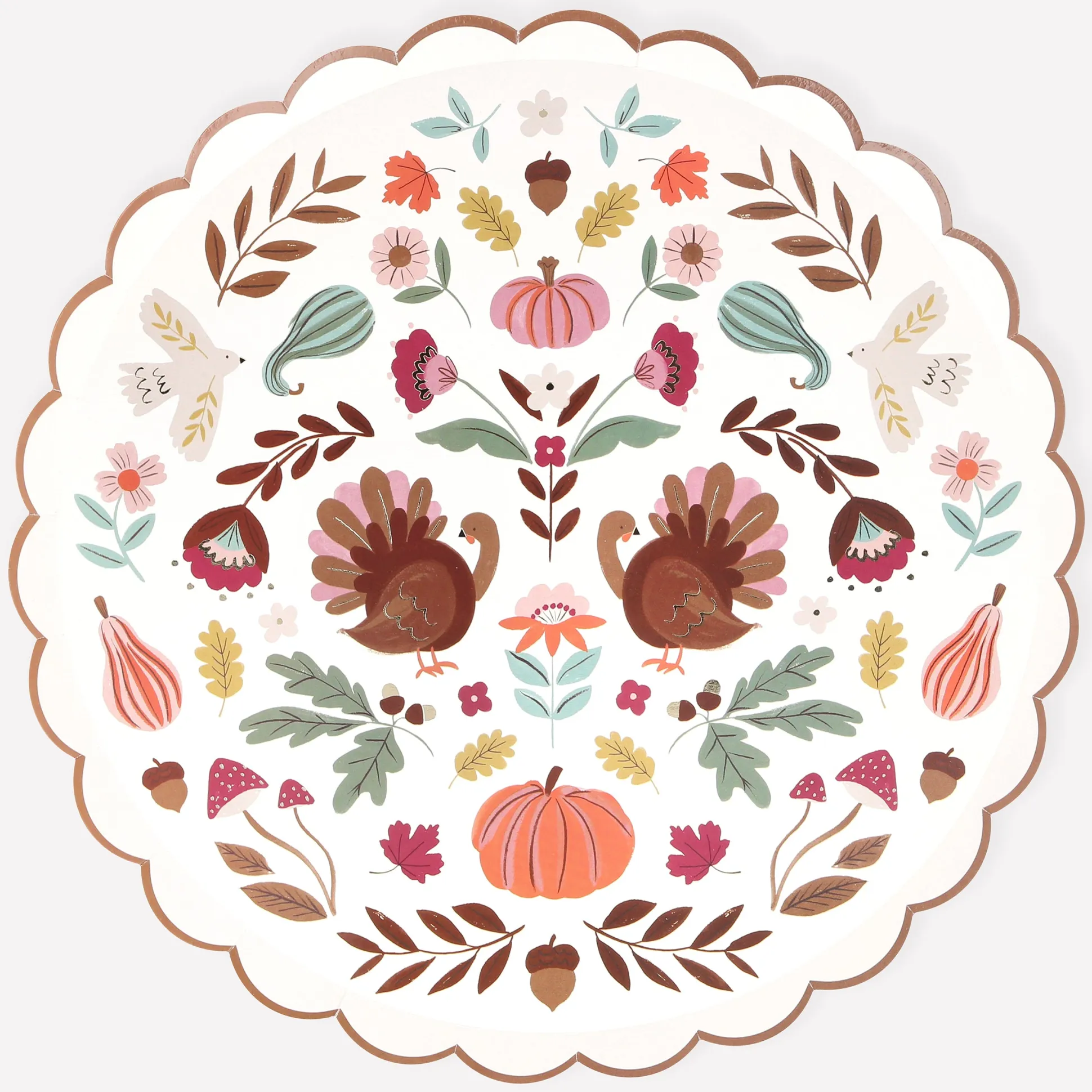 Folk Fall Dinner Plates, Pack of 8