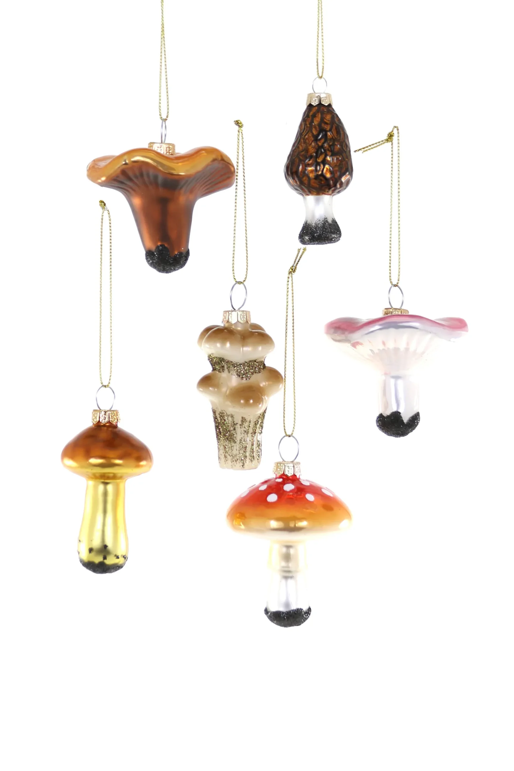 Forged Mushroom Ornaments, Set of 6