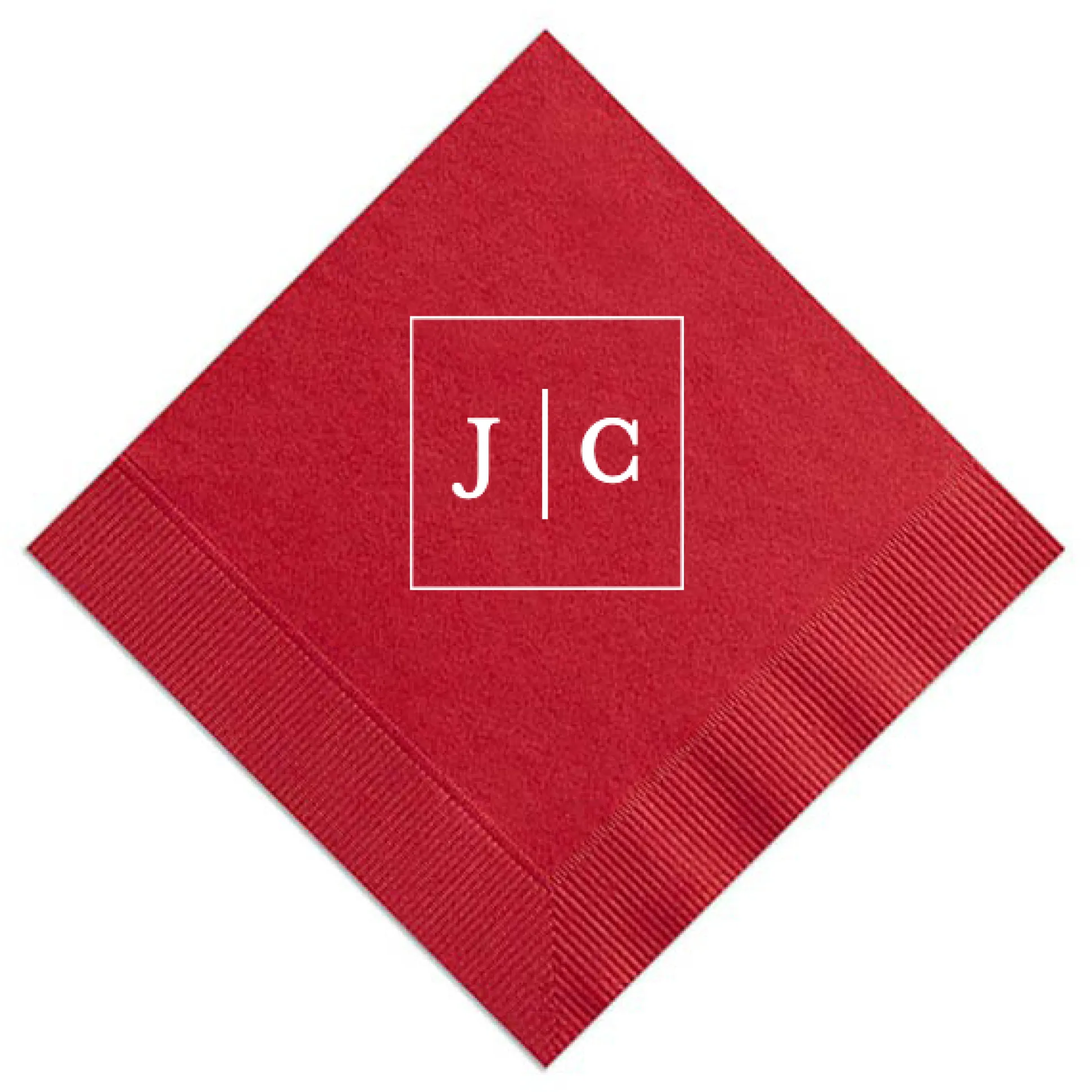 Frames Initial Custom Cocktail Napkin, White Foil