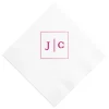 Frames Initial Custom Cocktail Napkin, Fuchsia Foil
