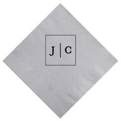 Frames Initial Custom Cocktail Napkin, Black Foil