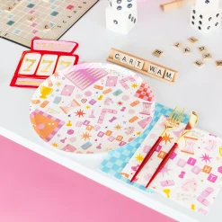 Game Night Pattern Dinner Plates, Set of 8