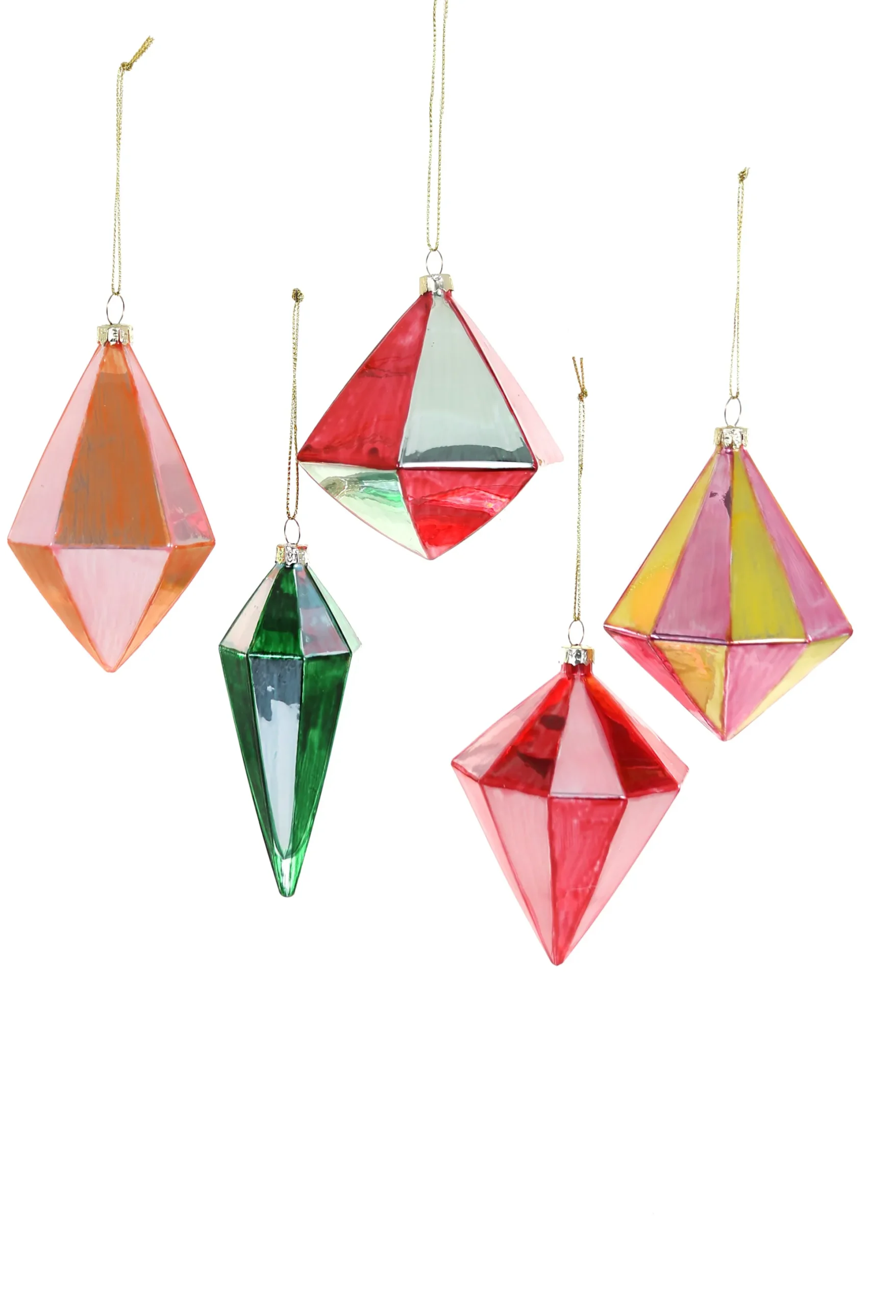 Geometric Spindle Ornaments, Set of 5