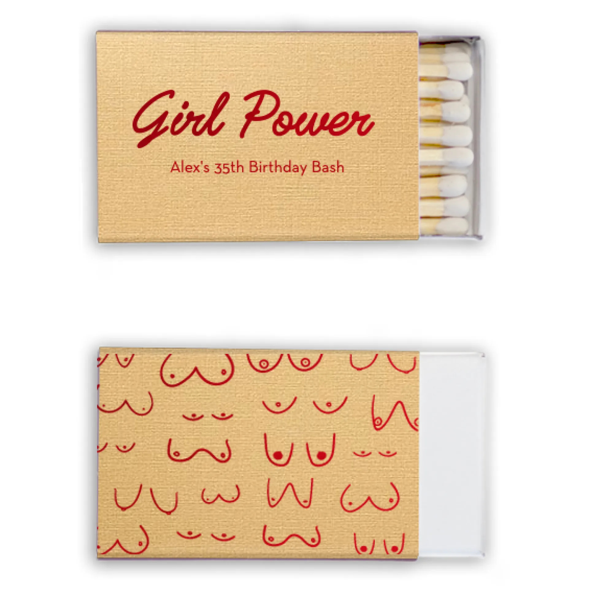 Girl Power Custom Matches, Red Foil