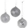 Glitter Baubles-Large Red, Set of 6