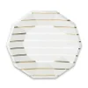 Gold Frenchie Striped Large Plates, Pack of 8