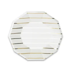 Gold Frenchie Striped Small Plates, Pack of 8