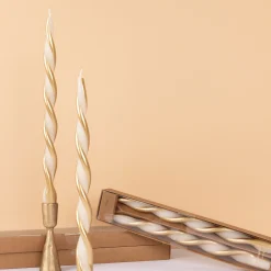 Gold Stripe Twist Candles, Pack of 2