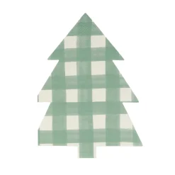 Green Gingham Tree Napkins, Set of 16