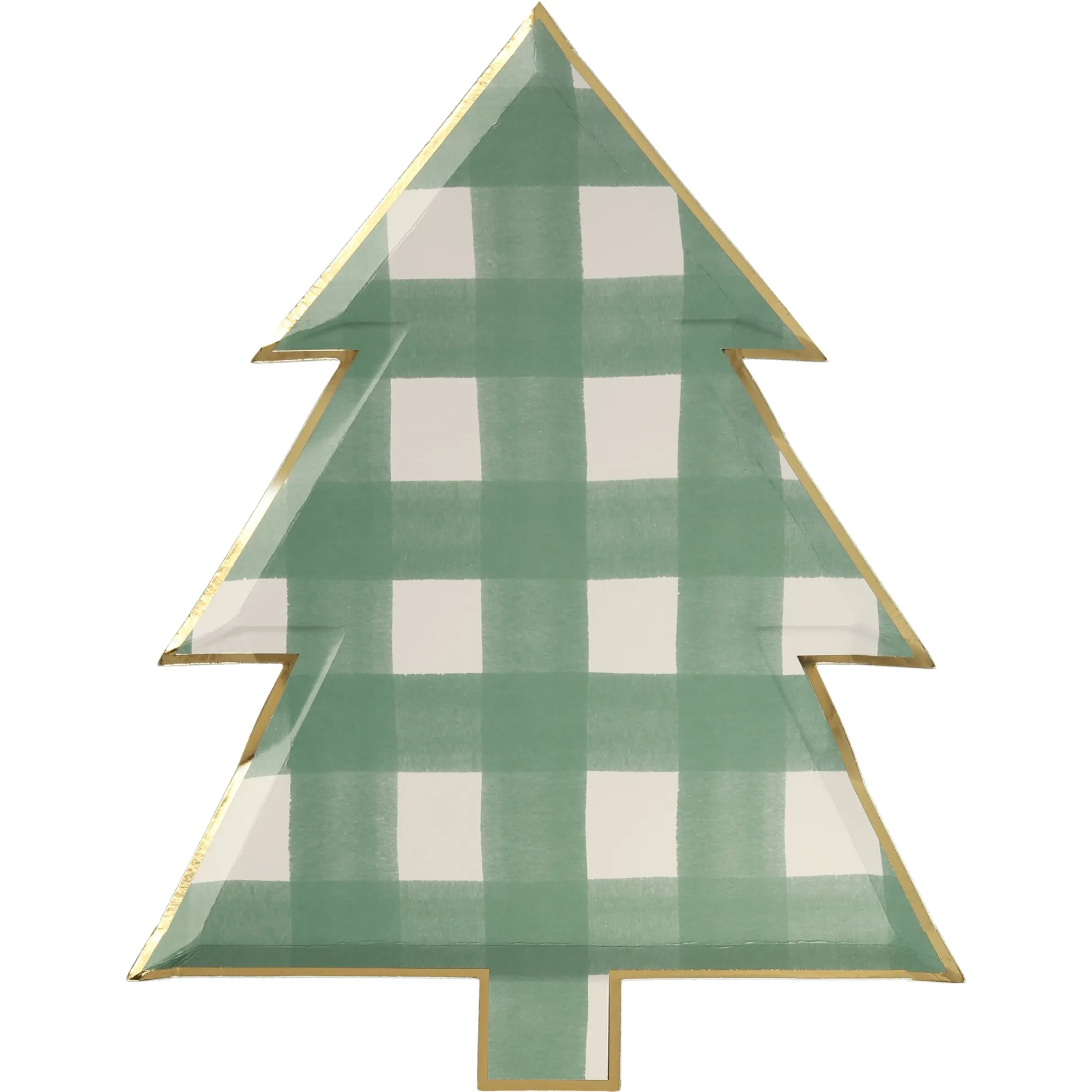 Green Gingham Tree Plates, Pack of 8