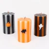 Halloween Striped Pillar Candles (x 3)