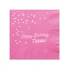Happy Birthday Confetti Napkin, White Foil