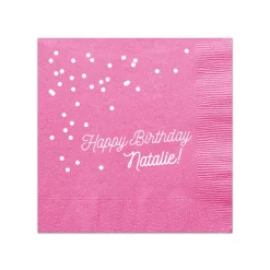 Happy Birthday Confetti Napkin, White Foil