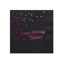 Happy Birthday Confetti Napkin, Fuchsia Foil