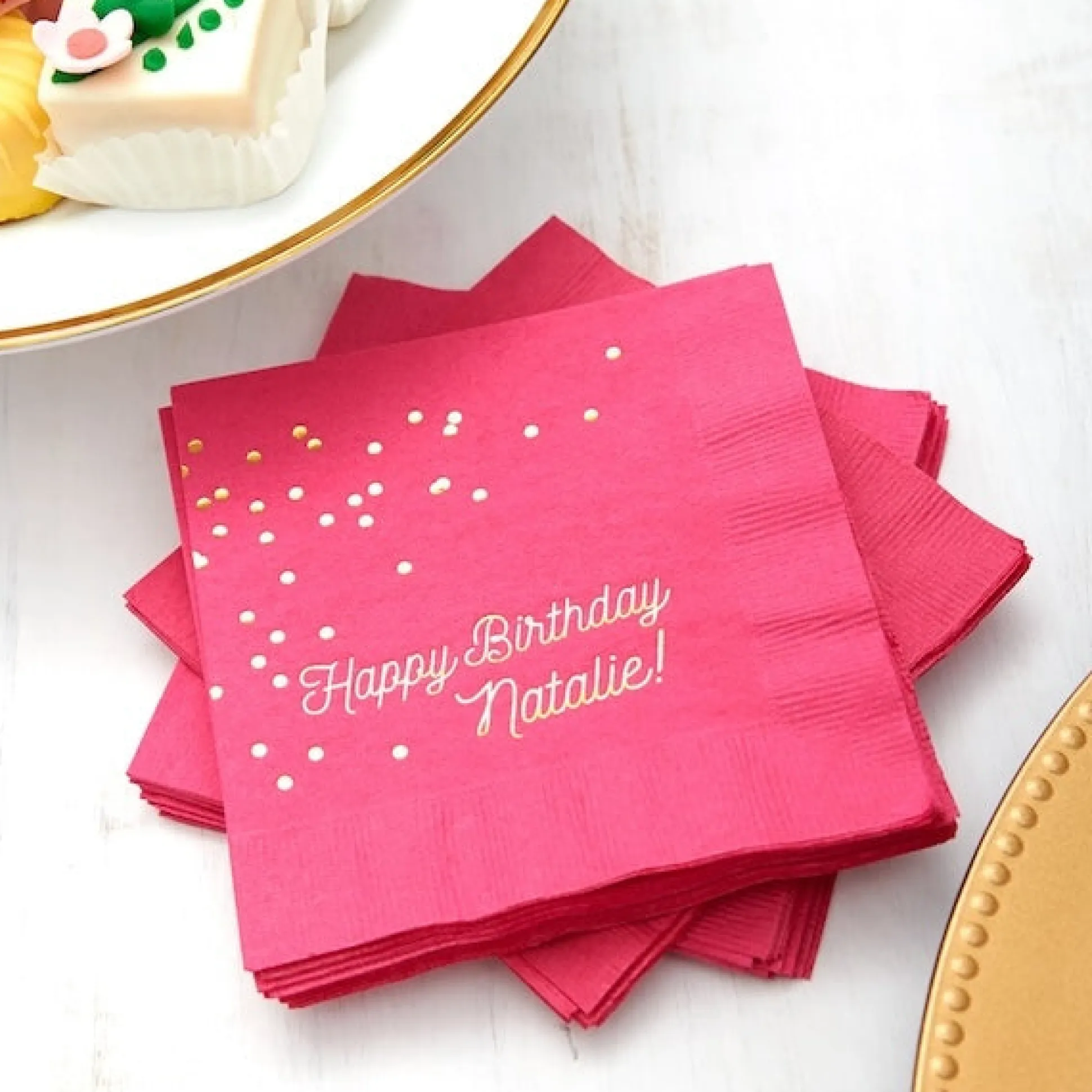 Happy Birthday Confetti Napkin, Black Foil