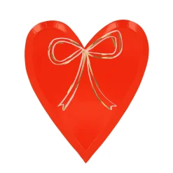 Heart With Bow Plates, Pack of 8