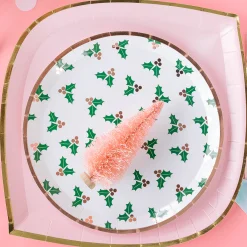Holly Print Dinner Plates, Set of 8