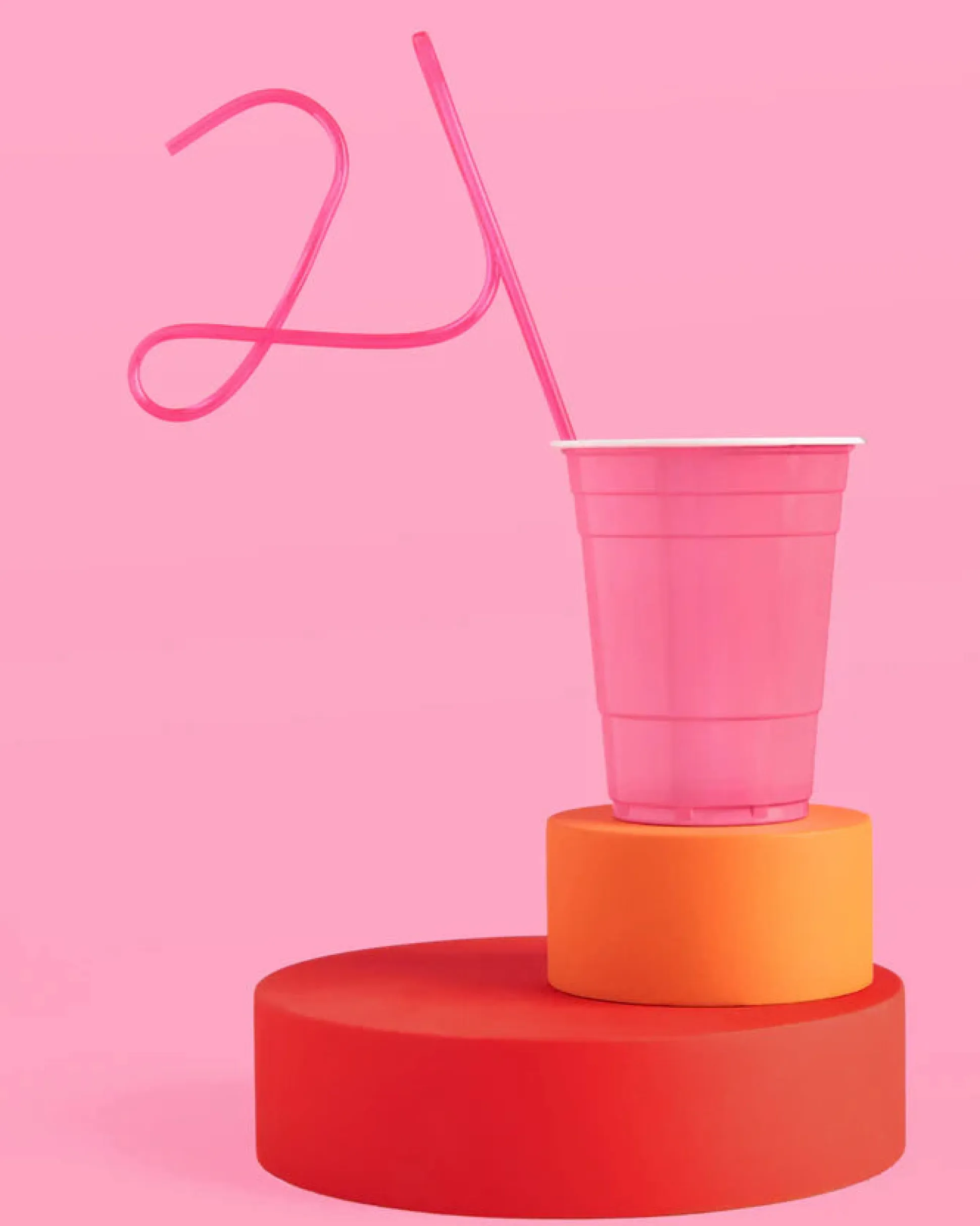 Hot Pink 21 Forever Straw