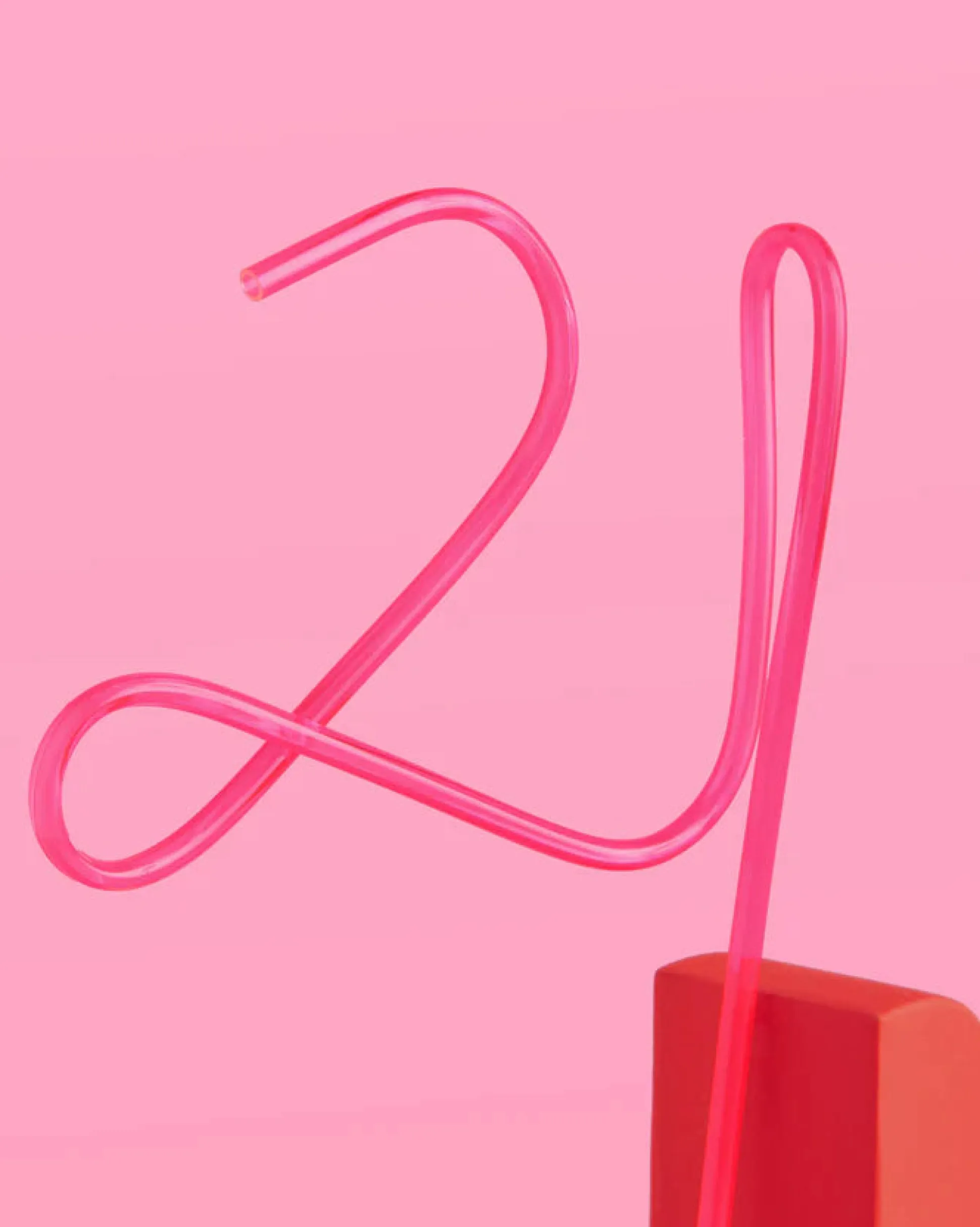 Hot Pink 21 Forever Straw