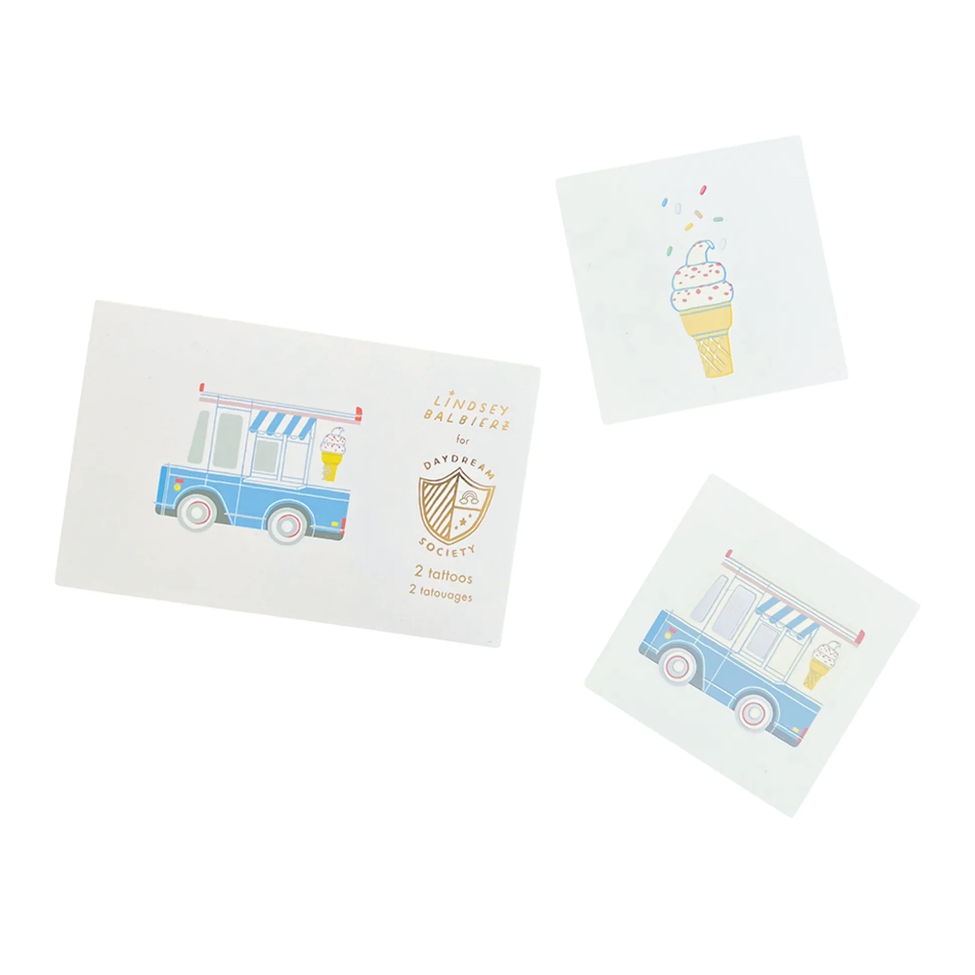 Ice Cream Dreams Temporary Tattoos, Pack of 2