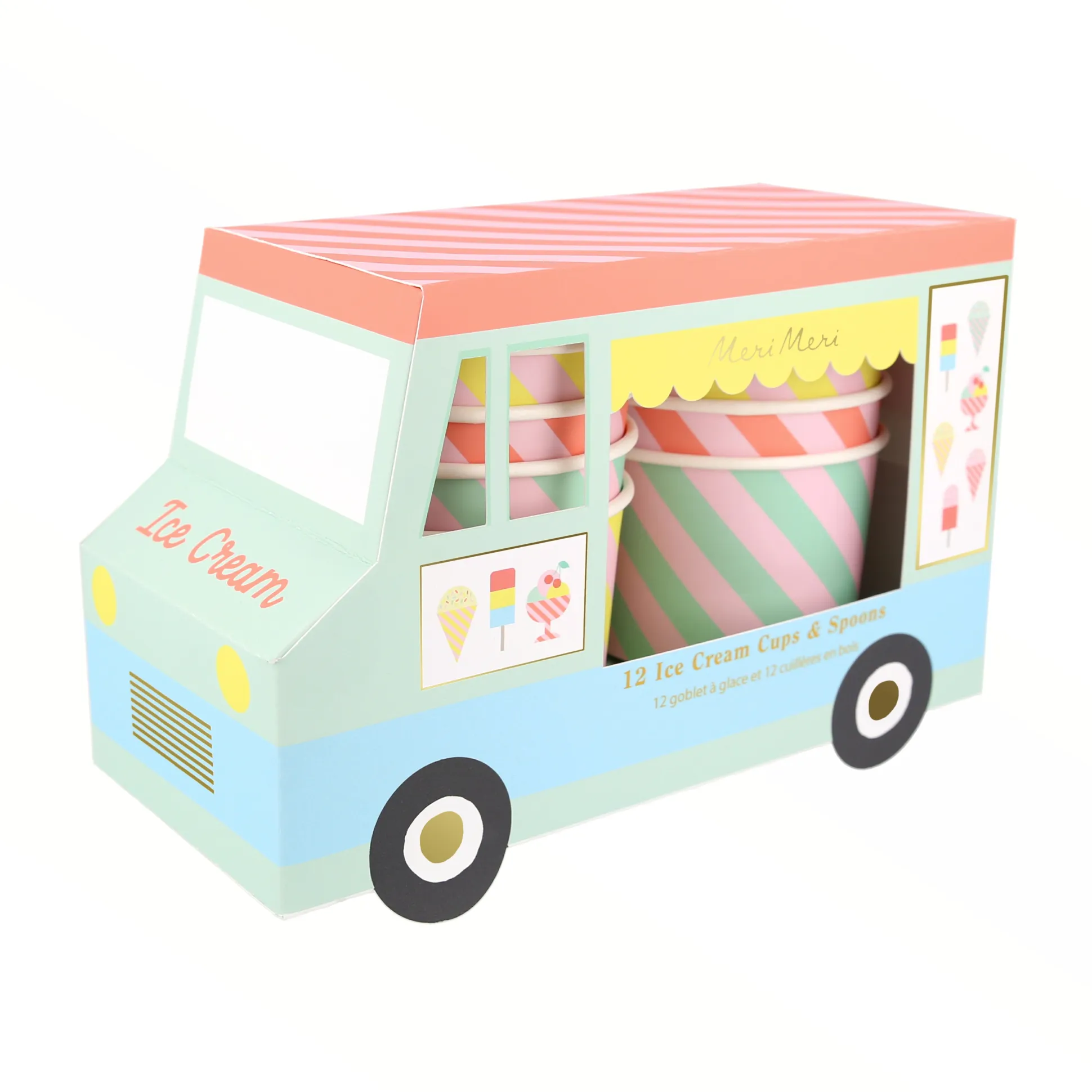 Ice Cream Tubs & Spoons, Pack of 12