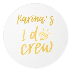 I Do Crew Personalized Coasters, Gold Foil