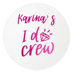 I Do Crew Personalized Coasters, Fuchsia Foil