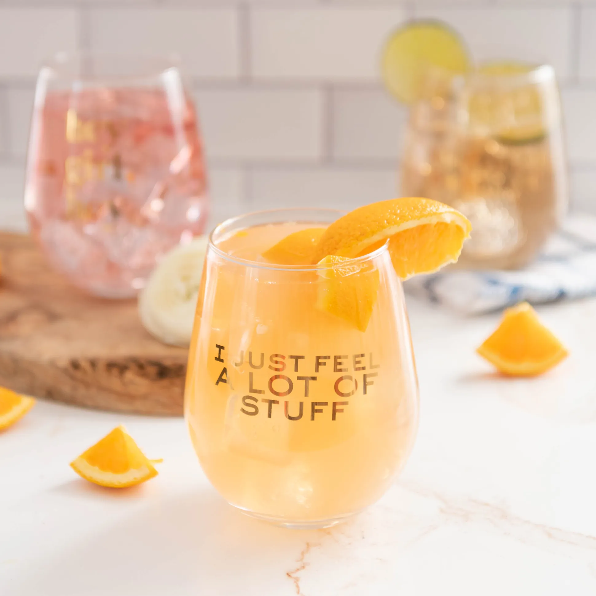 I Just Feel A Lot of Stuff Witty Wine Glass