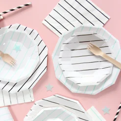Ink Frenchie Striped Large Plates, Pack of 8