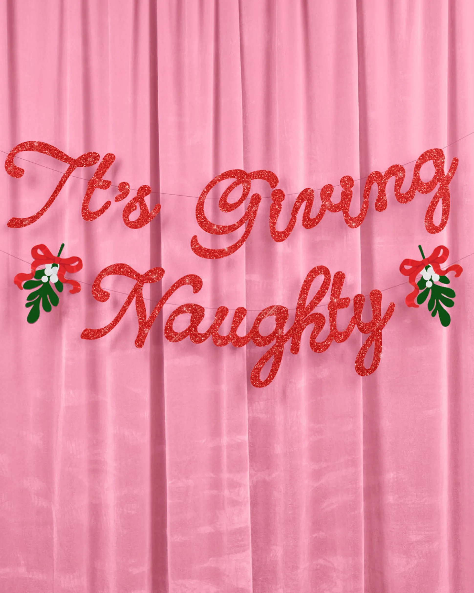 It's Giving Naughty Banner - red glitter banner