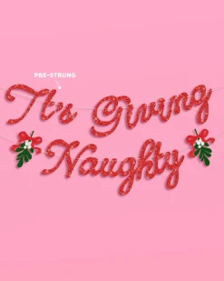 It's Giving Naughty Banner - red glitter banner