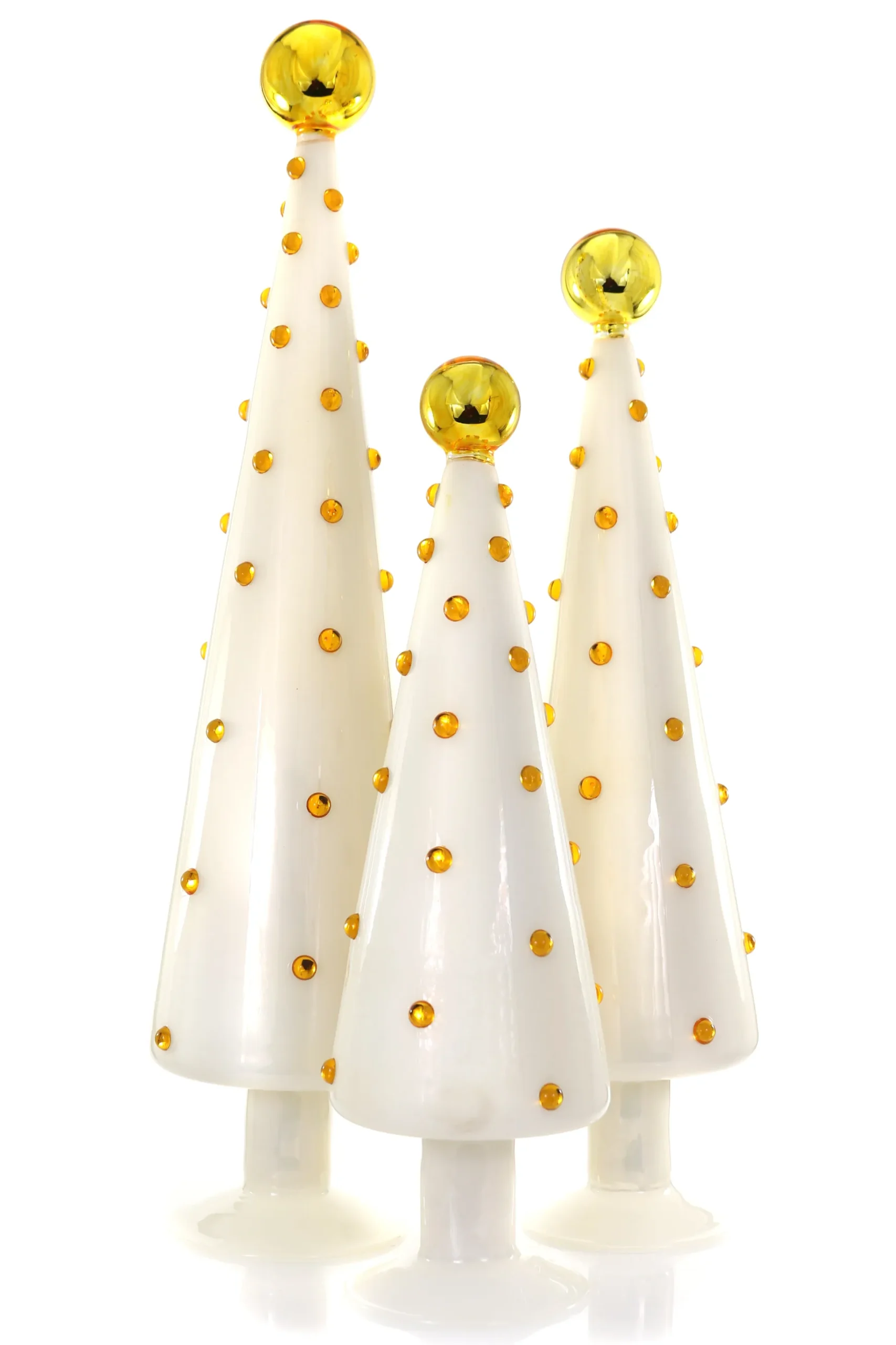 Ivory Decorated Dotted Trees, Set of 3