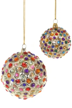 Jewel Encrusted Bauble-Gold, Set of 6