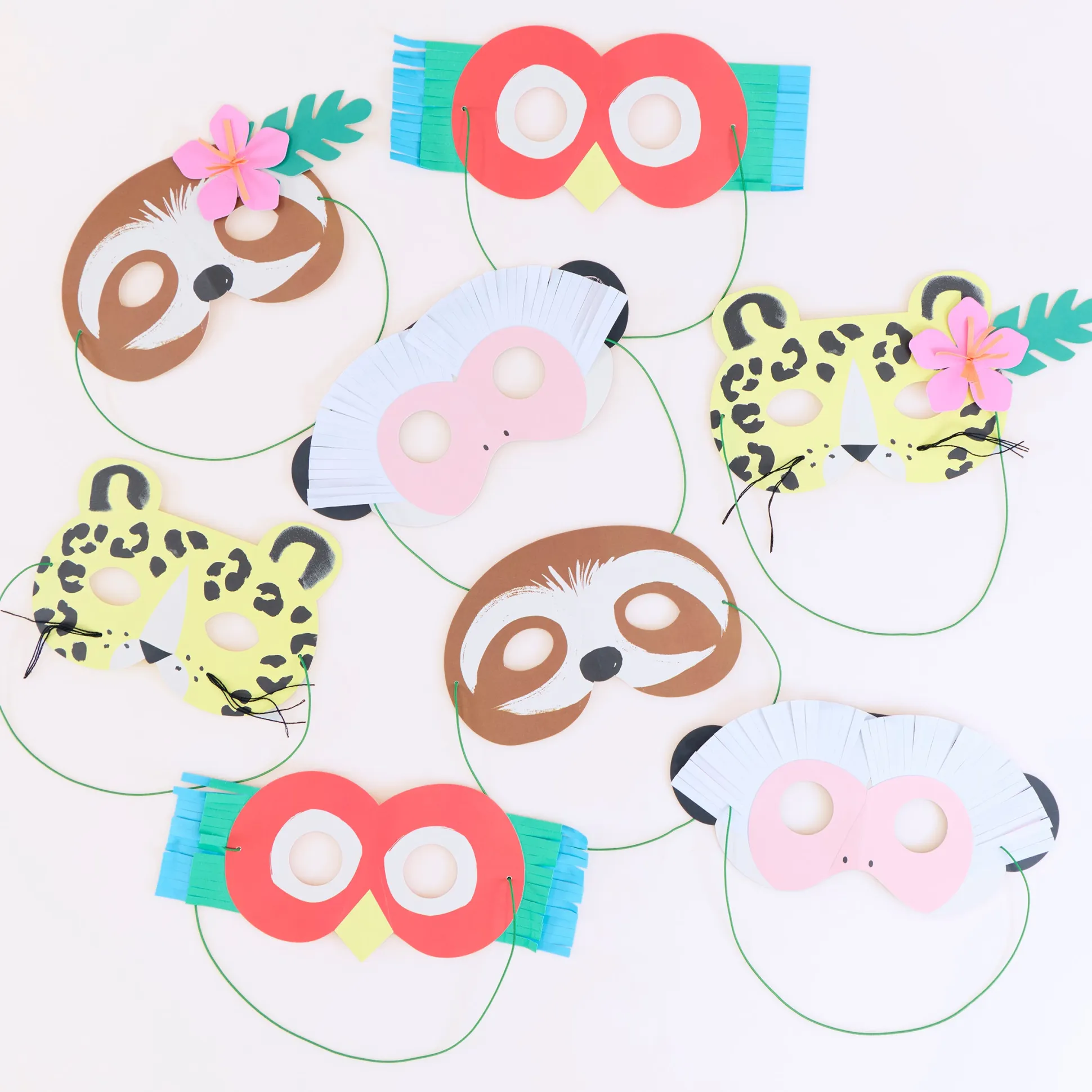 Jungle Jamboree Party Masks (x 8)