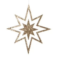 Large Glitter Wooden Star Decorations